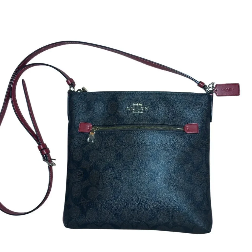 Coach Signature Rowan Brown and Red‎ Crossbody
